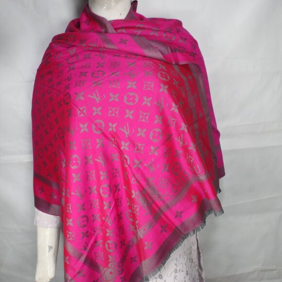 Louis Vuitton Stole Shawl Wrap 65% Cashmere 35% Silk  Pink Used - Picture 1 of 8